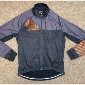 Louis Garneau Cycling Jacket Mens M Fleece Lined Zip-Up Long Sleeve Rear Pockets